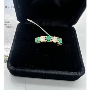 14K Yellow Gold Lab Grown Emerald and Diamond 5 Stone Ring 1.60ctw IGI Certified